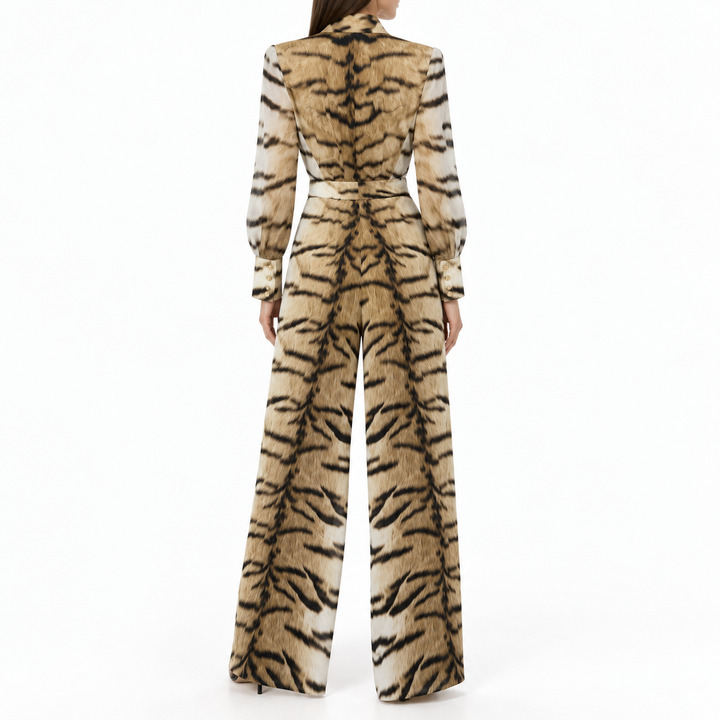 Roberto Cavalli Animal-Print Tie-Neck Jumpsuit - 40