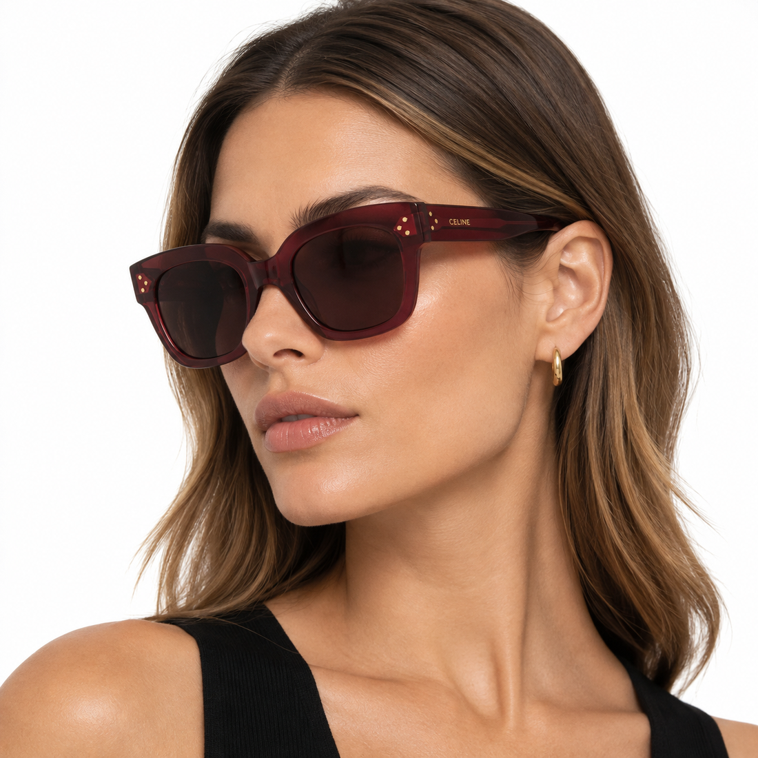 CELINE Burgundy Cat-Eye Sunglasses