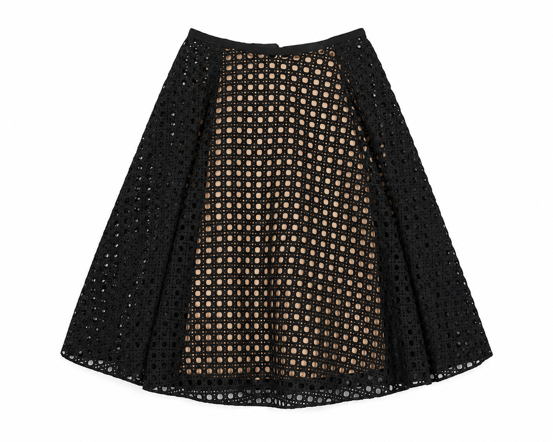 Giambattista Valli Black Eyelet Cape - Sleeve Dress - 40