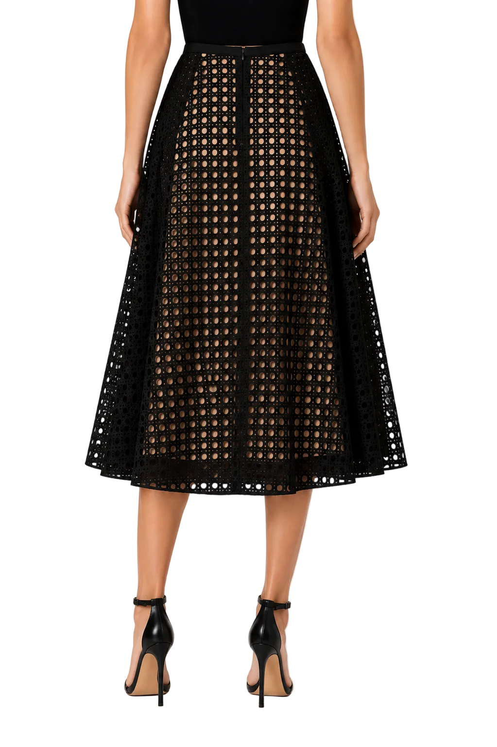 Giambattista Valli Black Eyelet Cape - Sleeve Dress - 40