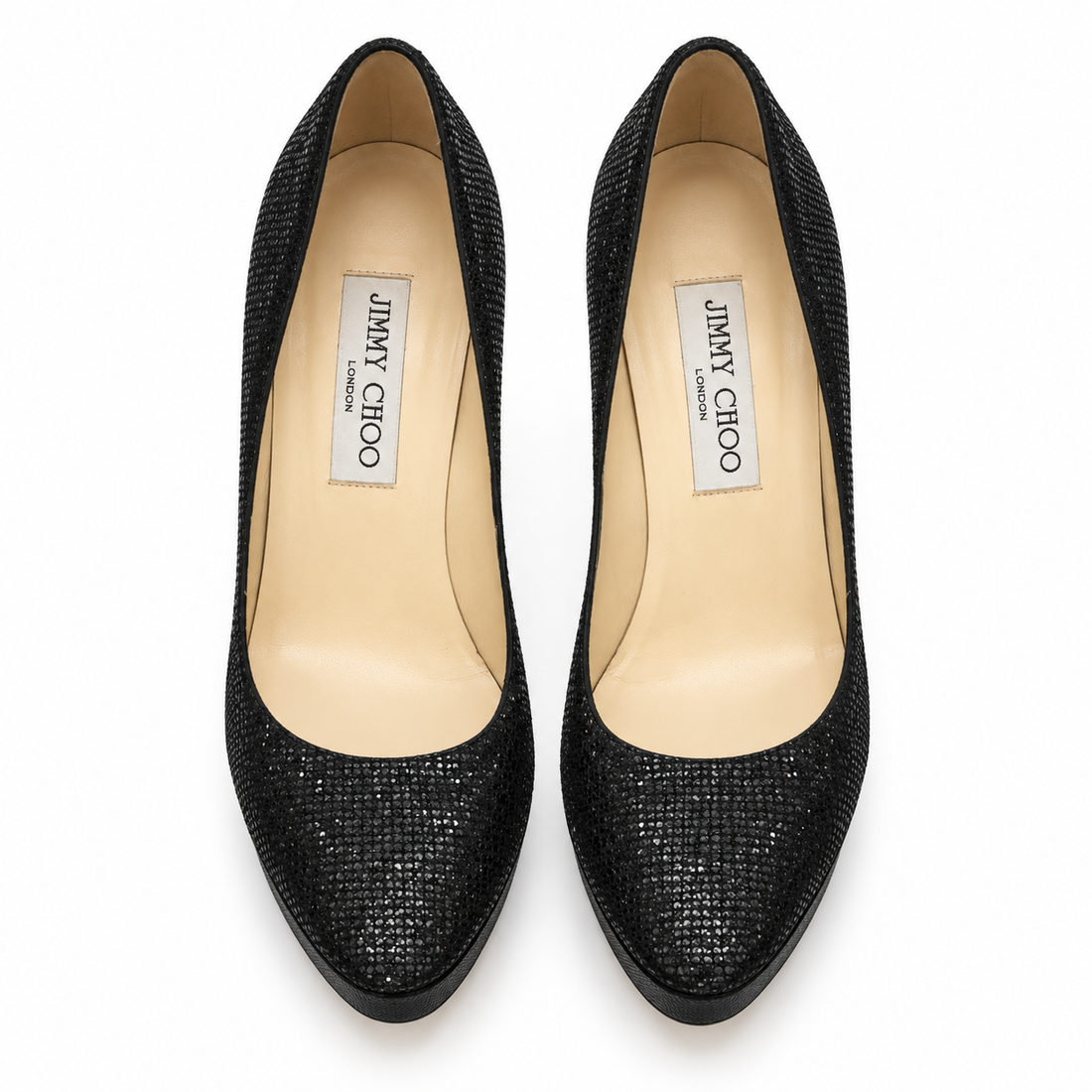 Jimmy Choo Black Glitter Platform Pumps - 9.5