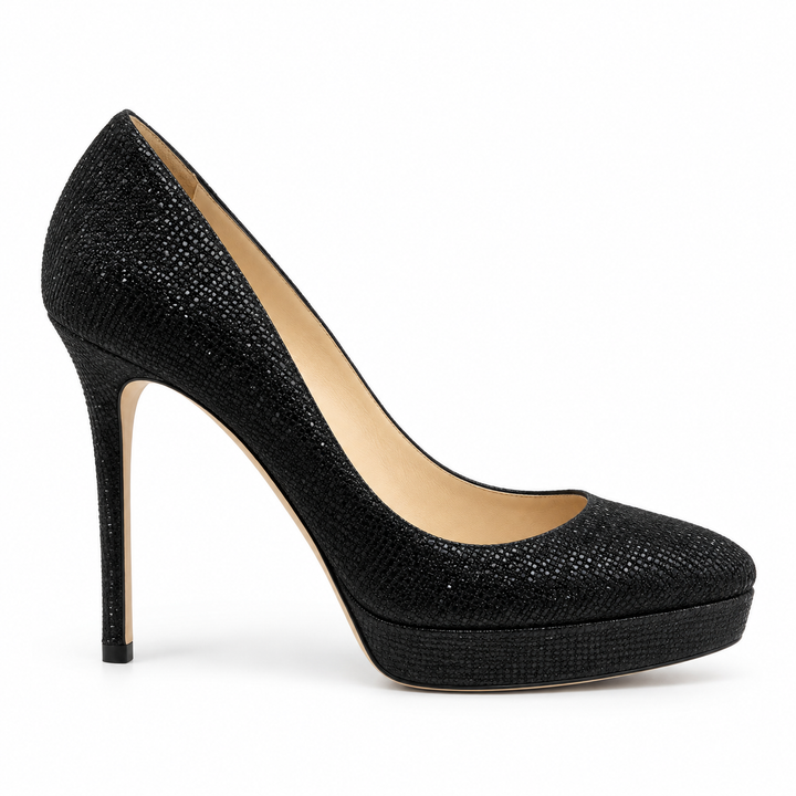 Jimmy Choo Black Glitter Platform Pumps - 9.5