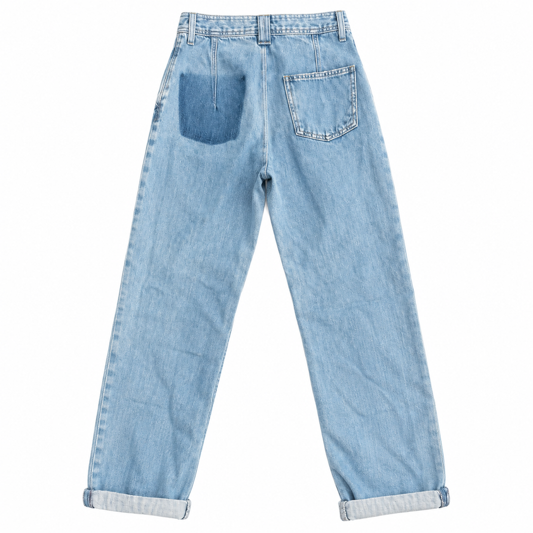 John John Lab Light-Wash Pleated Straight-Leg Jeans - 25
