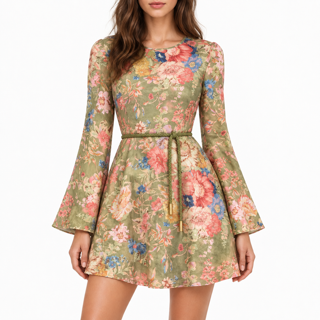 Zimmermann August Bias Mini Dress, Sage Floral -  0 / US 4