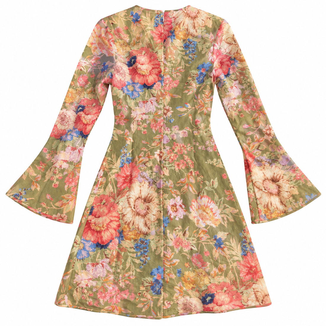 Zimmermann August Bias Mini Dress, Sage Floral -  0 / US 4