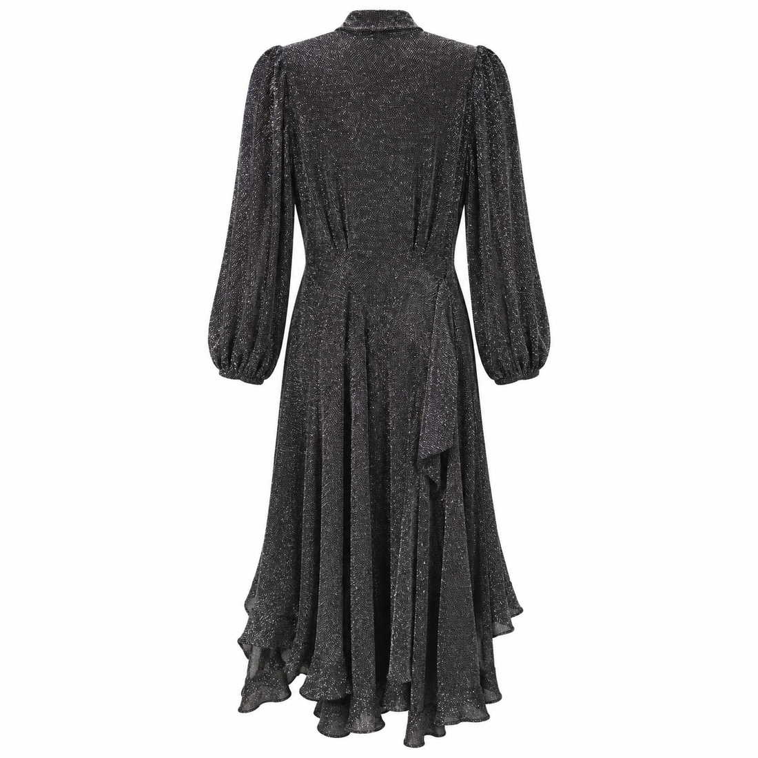 PatBO Metallic Mesh High-Low Wrap Dress, Pewter - 2