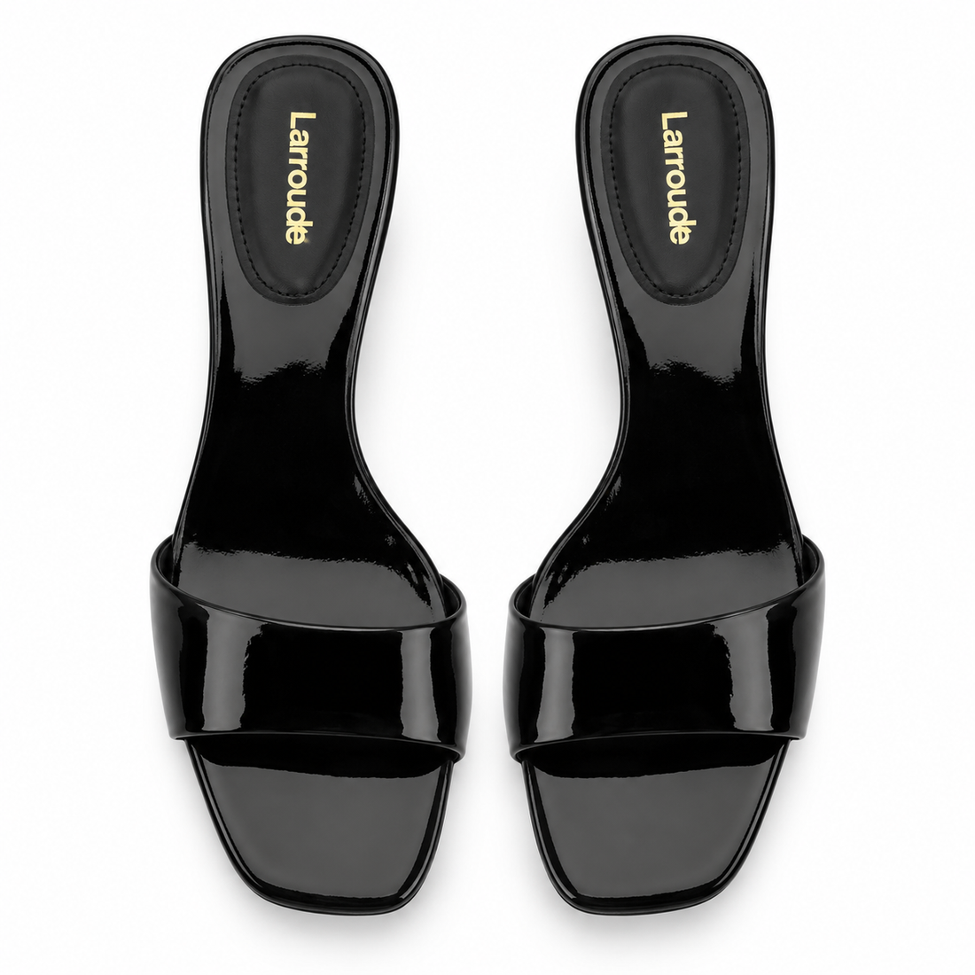 Larroudé Black Patent Leather Low-Heel Mules - 8