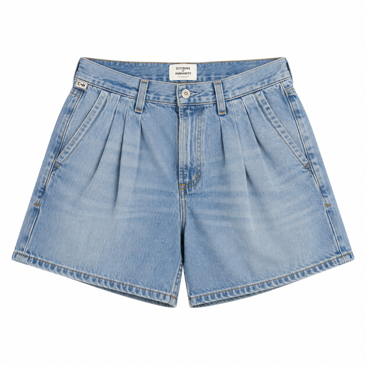 Citizens of Humanity Pleated Denim Shorts, Light Wash - 28