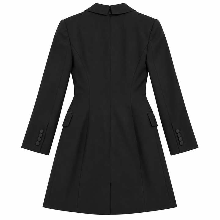 Alexander McQueen Certified Grain de Poudre Tuxedo Blazer Dress - IT 40