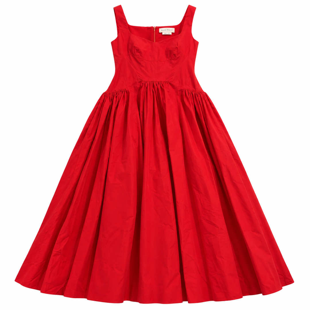 Alexander McQueen Red Corset-Bodice Maxi Dress - IT 38