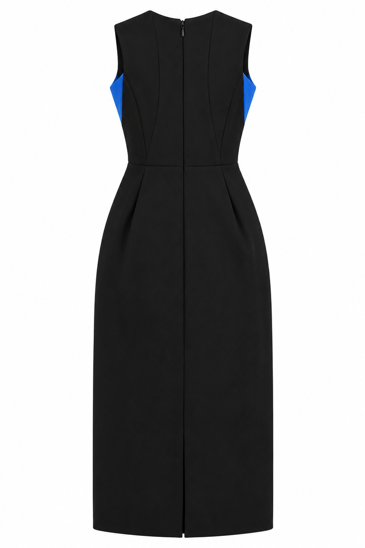 Stella McCartney Cobalt Blue &amp; Black Sculpted Midi Dress - IT 40