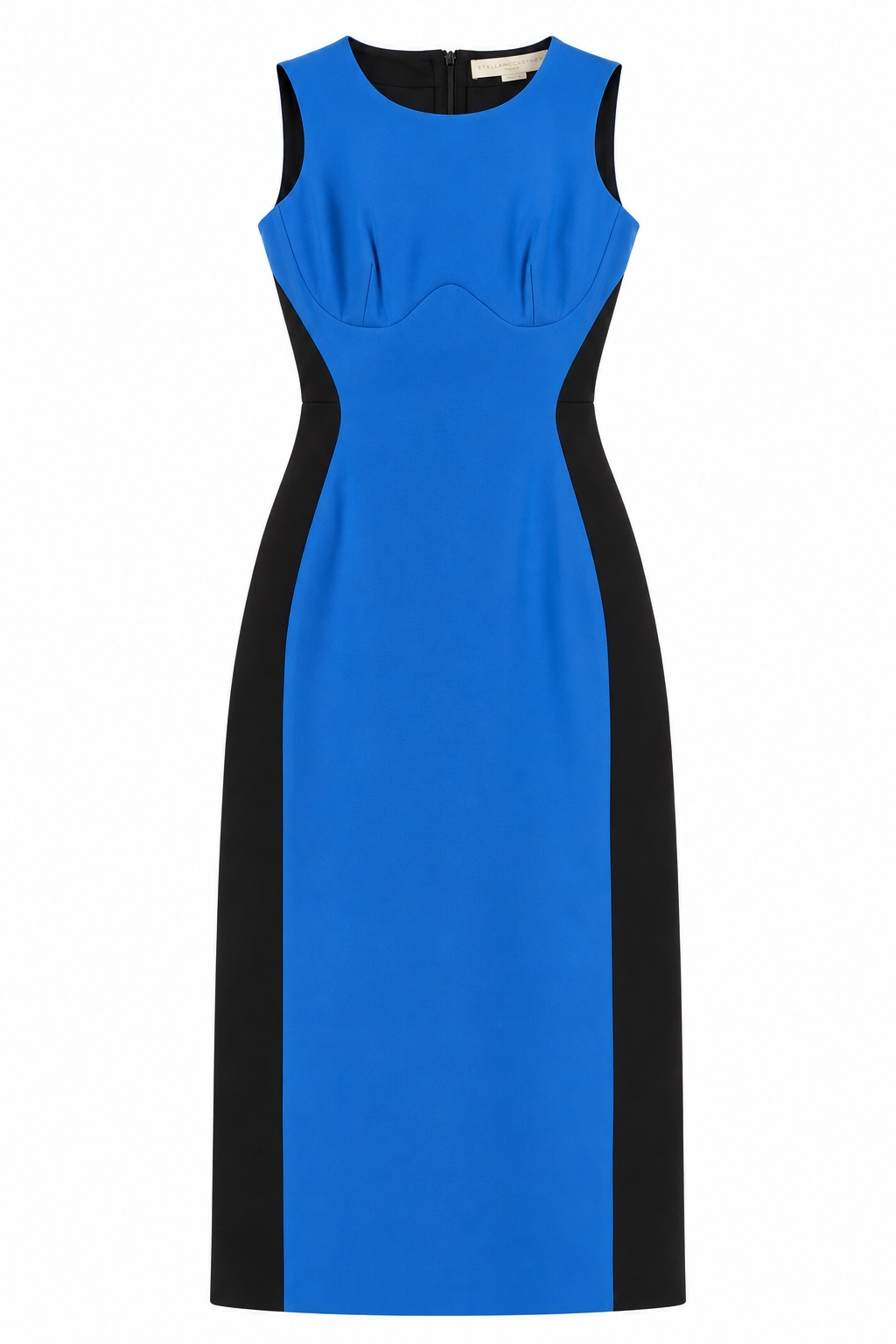 Stella McCartney Cobalt Blue &amp; Black Sculpted Midi Dress - IT 40