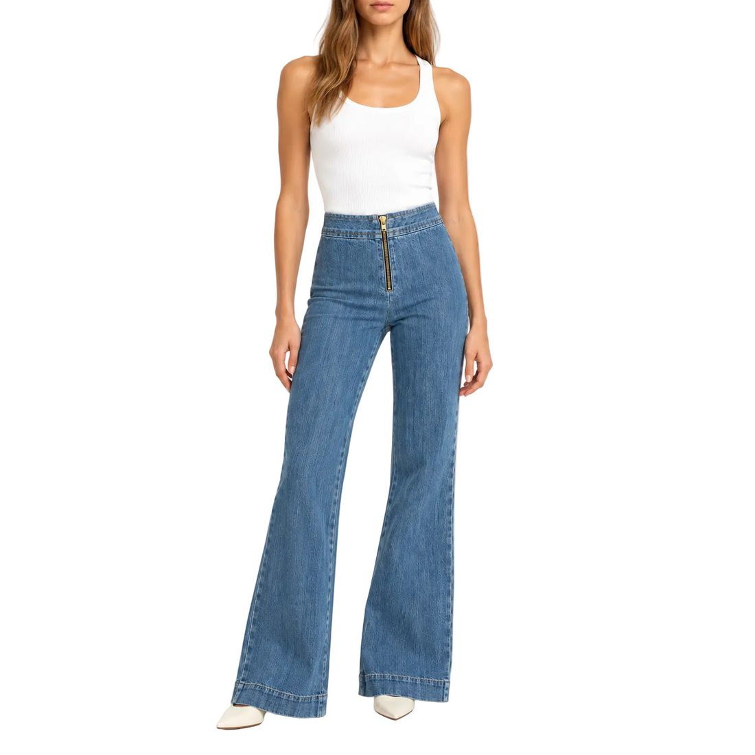 Suzie Kondi High-Waisted Denim Flare Pants -  24