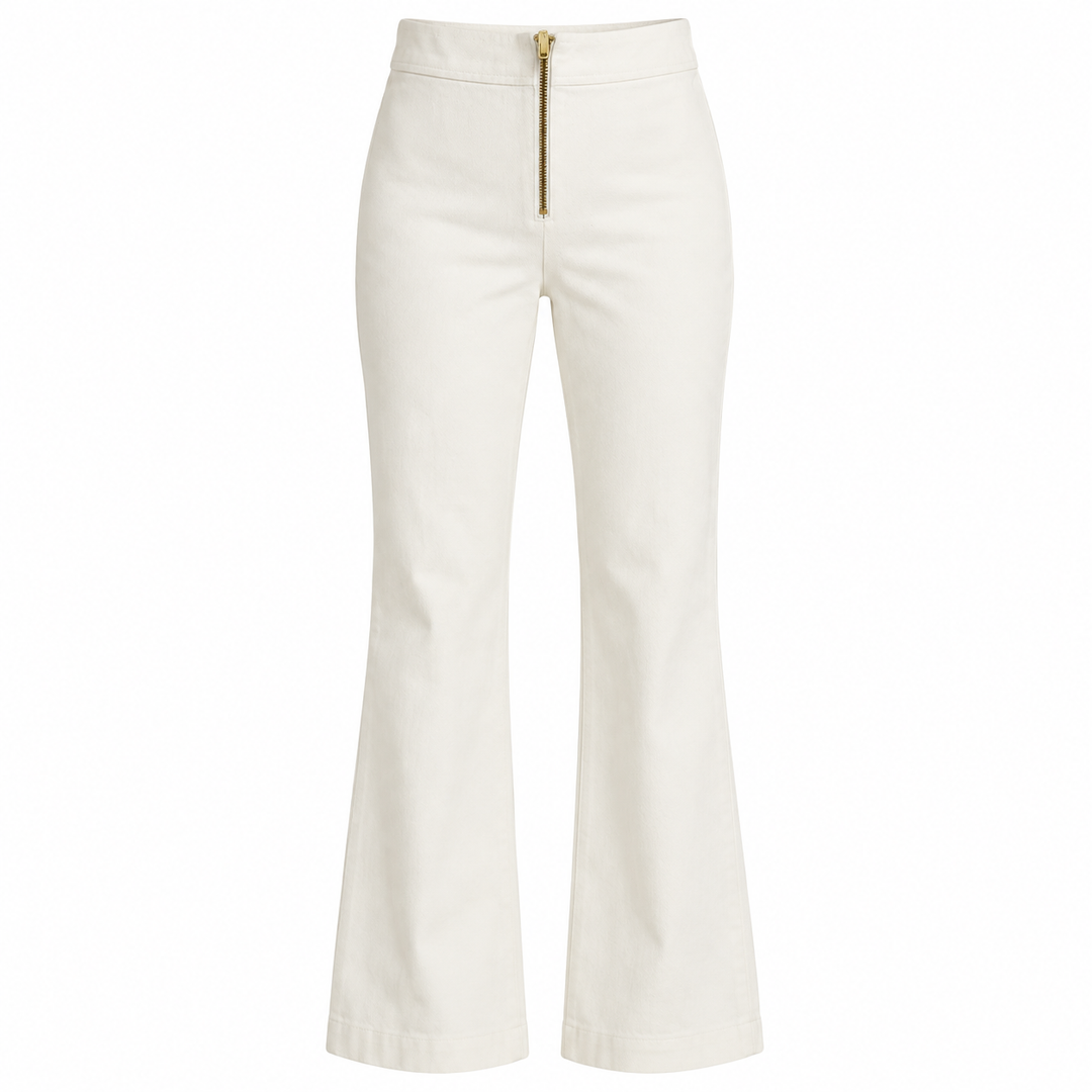 Suzie Kondi White Zip-Front Flare Pants - 23