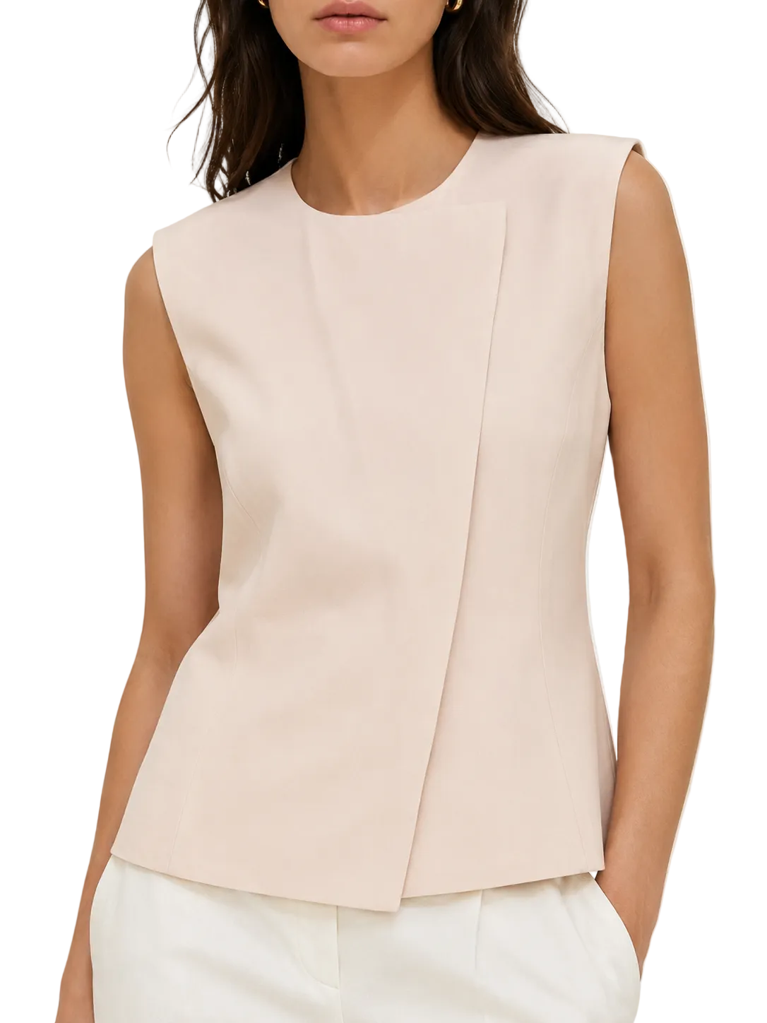 TWP High Neck Hidden Placket Vest - XXS