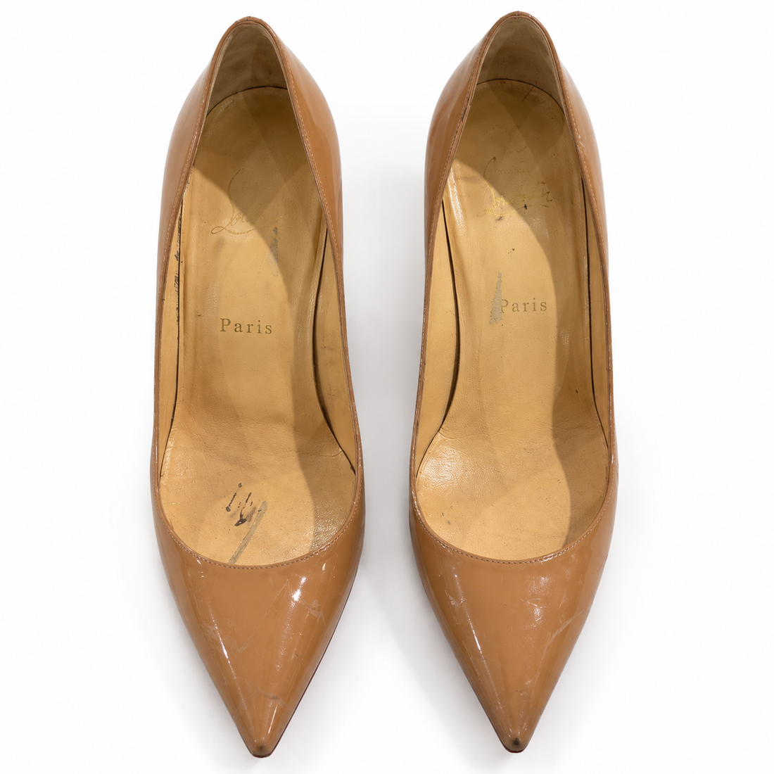 Christian Louboutin Nude Patent Leather Pigalle 85 Pumps - 38.5