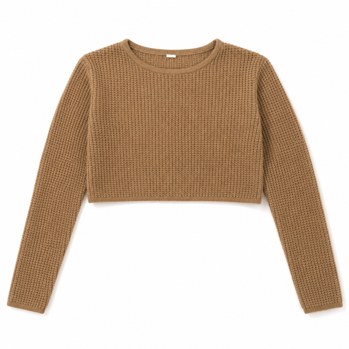 ALO Cashmere Plush Waffle Cropped Long Sleeve -  XS/S