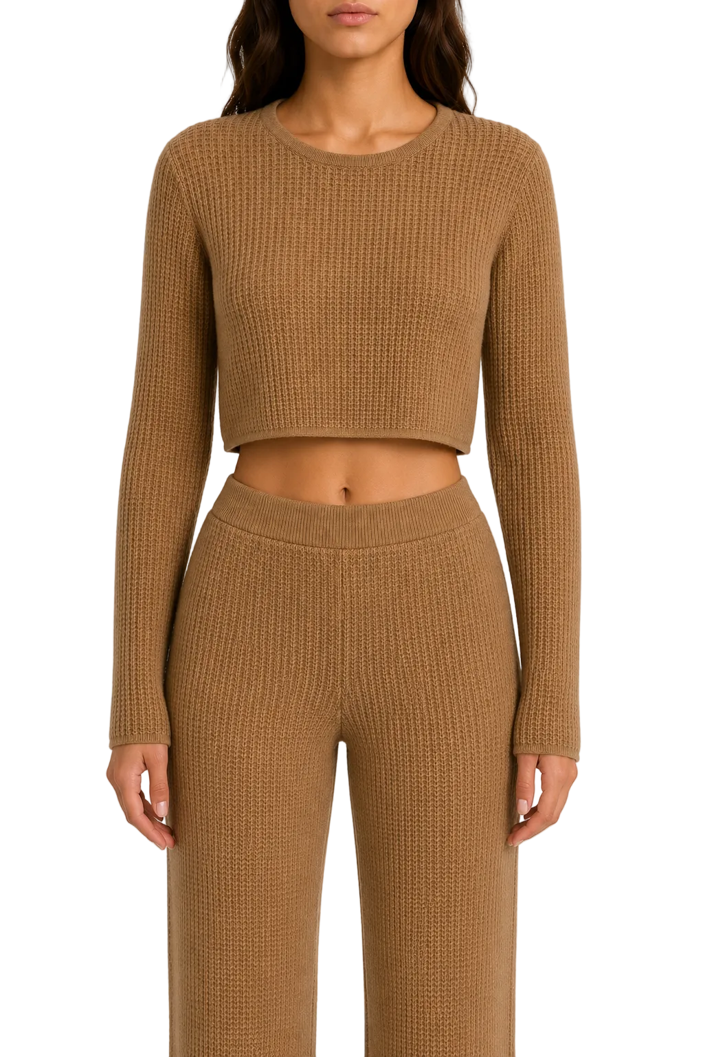 ALO Cashmere Plush Waffle Cropped Long Sleeve -  XS/S