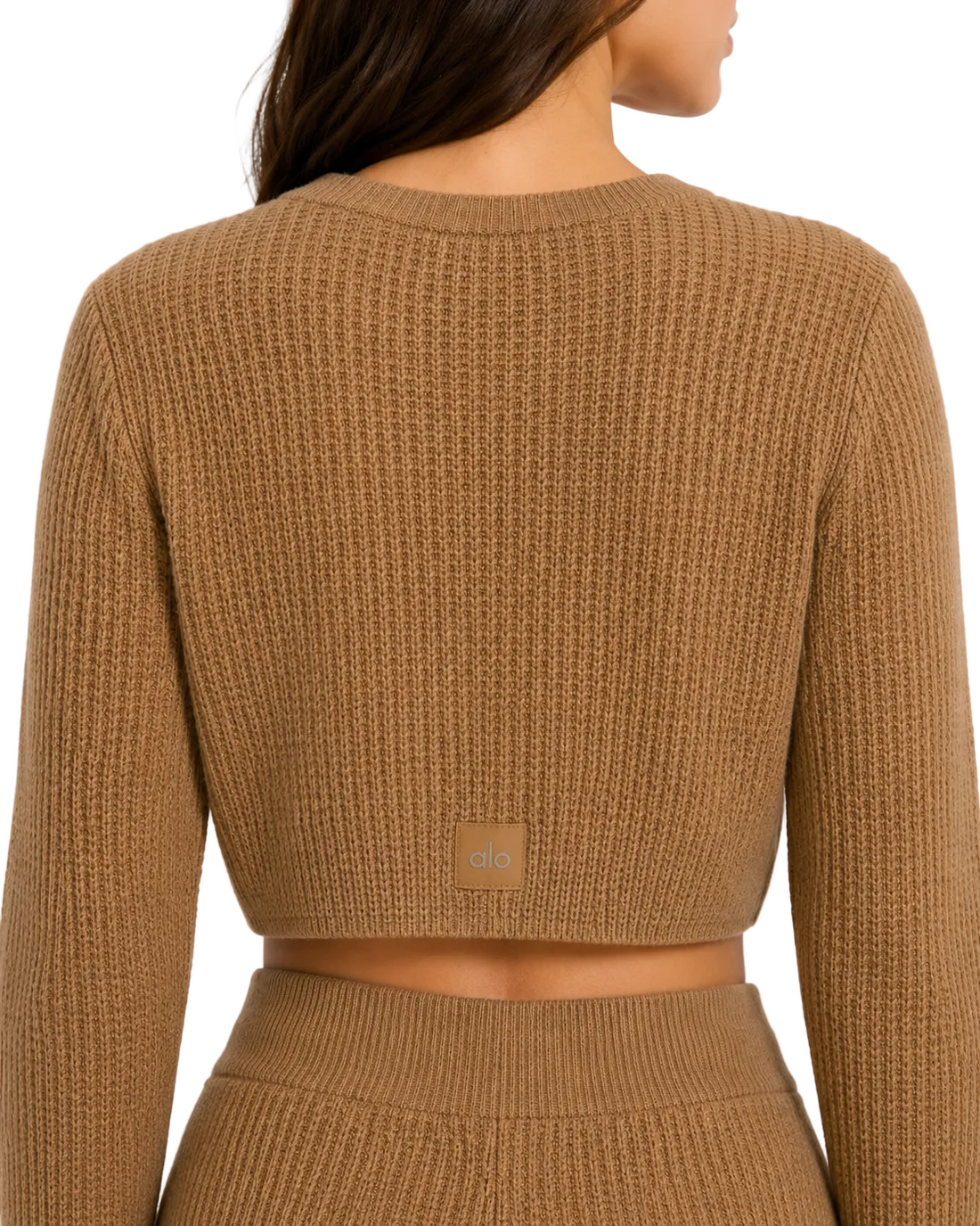 ALO Cashmere Plush Waffle Cropped Long Sleeve -  XS/S