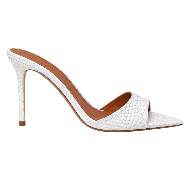 Cult of Coquette White Reptile Mules -US 8