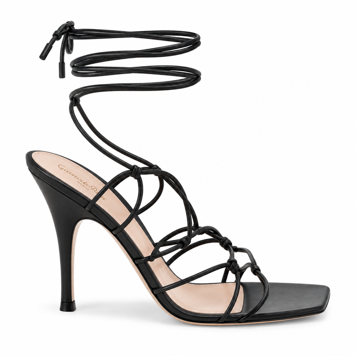 Gianvito Rossi Black Lace Up Sandals - 39 1/2