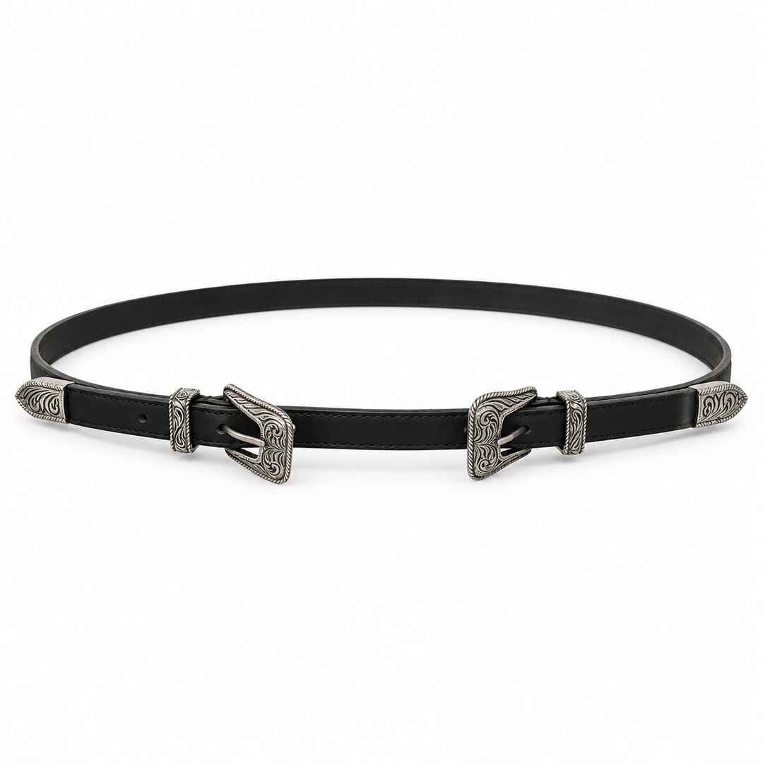Saint Laurent Black Western Double Buckle Belt - XXS / XS