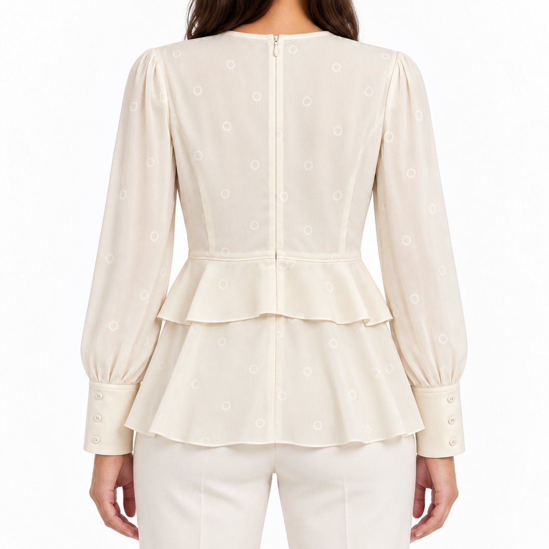 Proenza Schouler Satin Black Crepe Peplum Top - 2