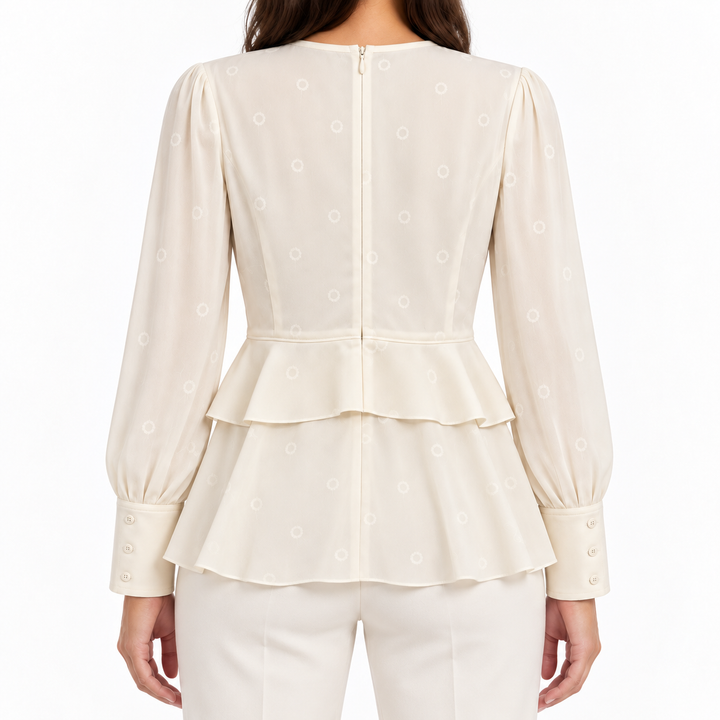Proenza Schouler Satin Black Crepe Peplum Top - 2