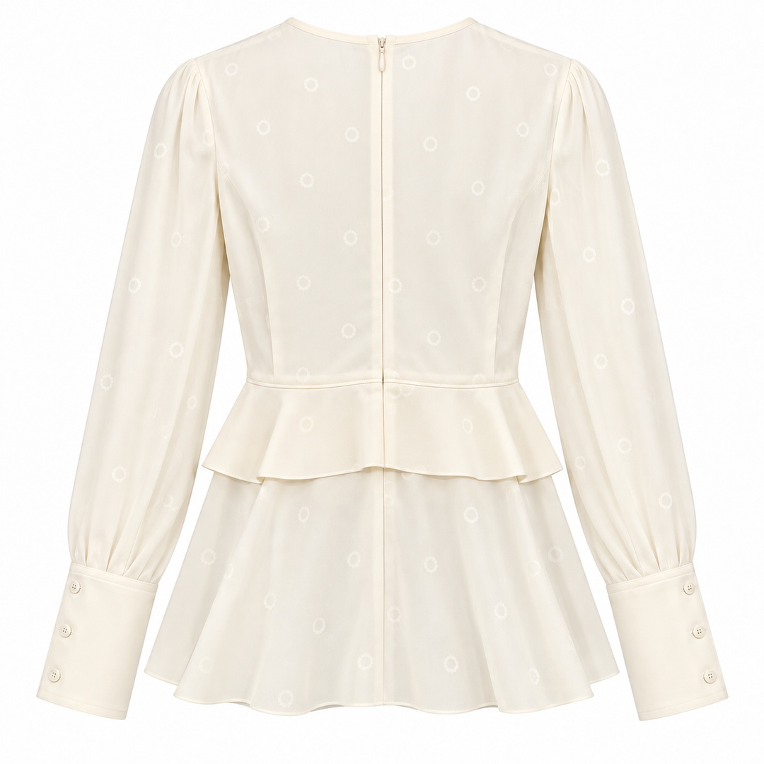 Proenza Schouler Satin Black Crepe Peplum Top - 2