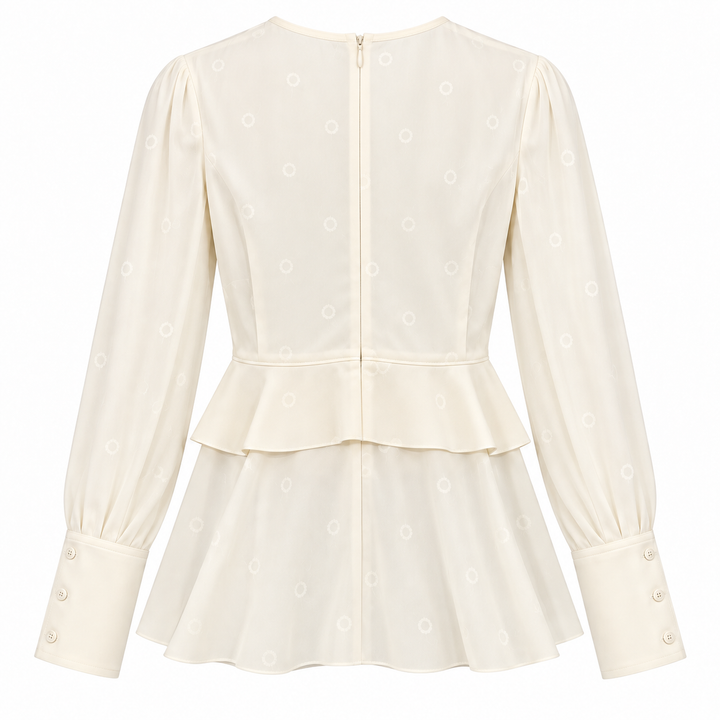 Proenza Schouler Satin Black Crepe Peplum Top - 2