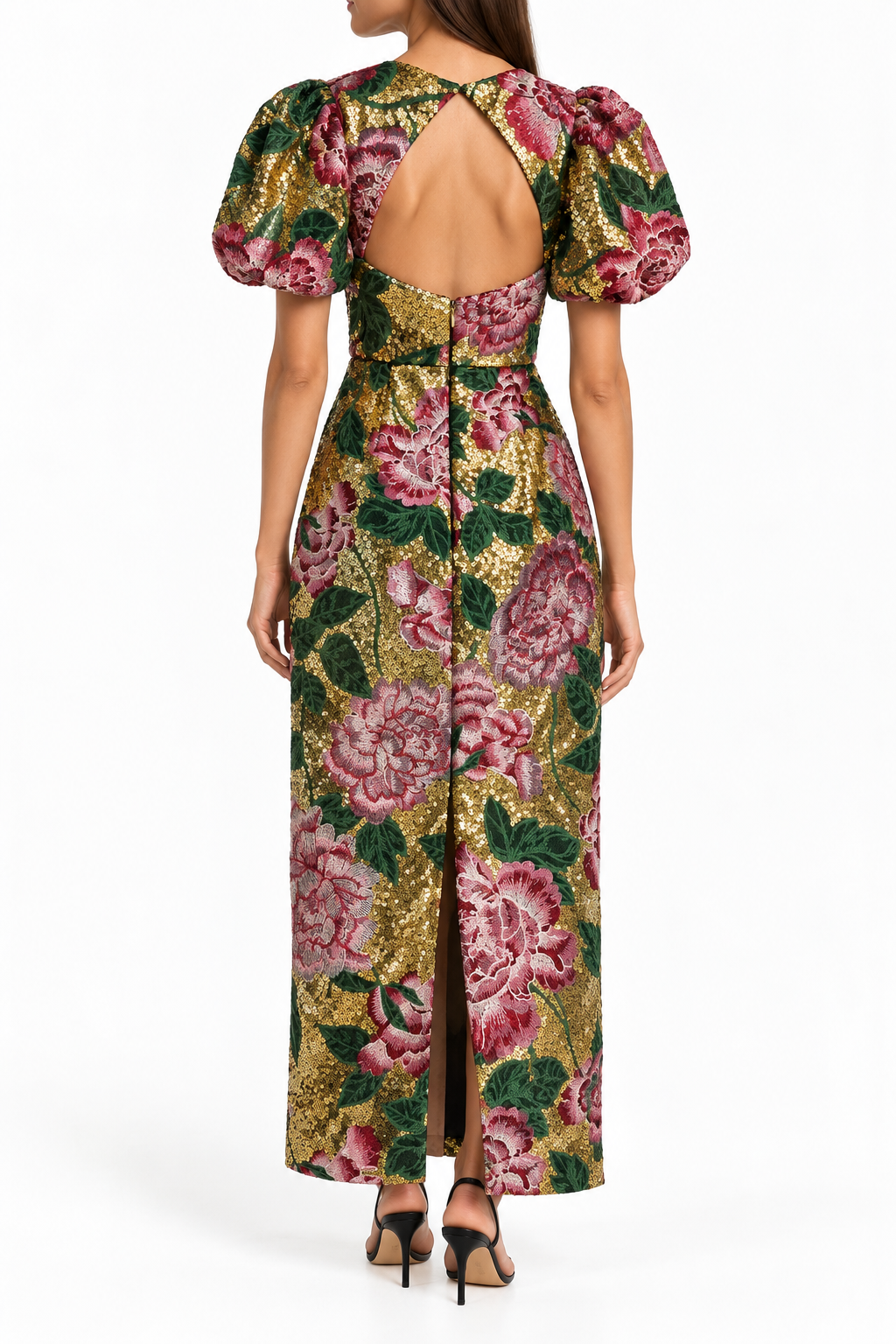 Marchesa Notte Floral Sequin Midi Dress - 2