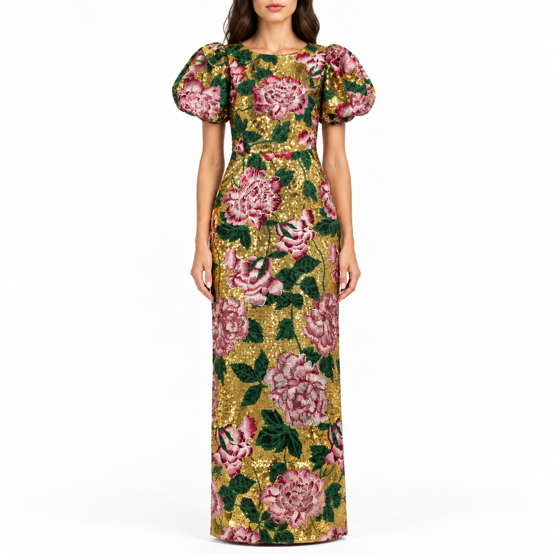 Marchesa Notte Floral Sequin Midi Dress - 2