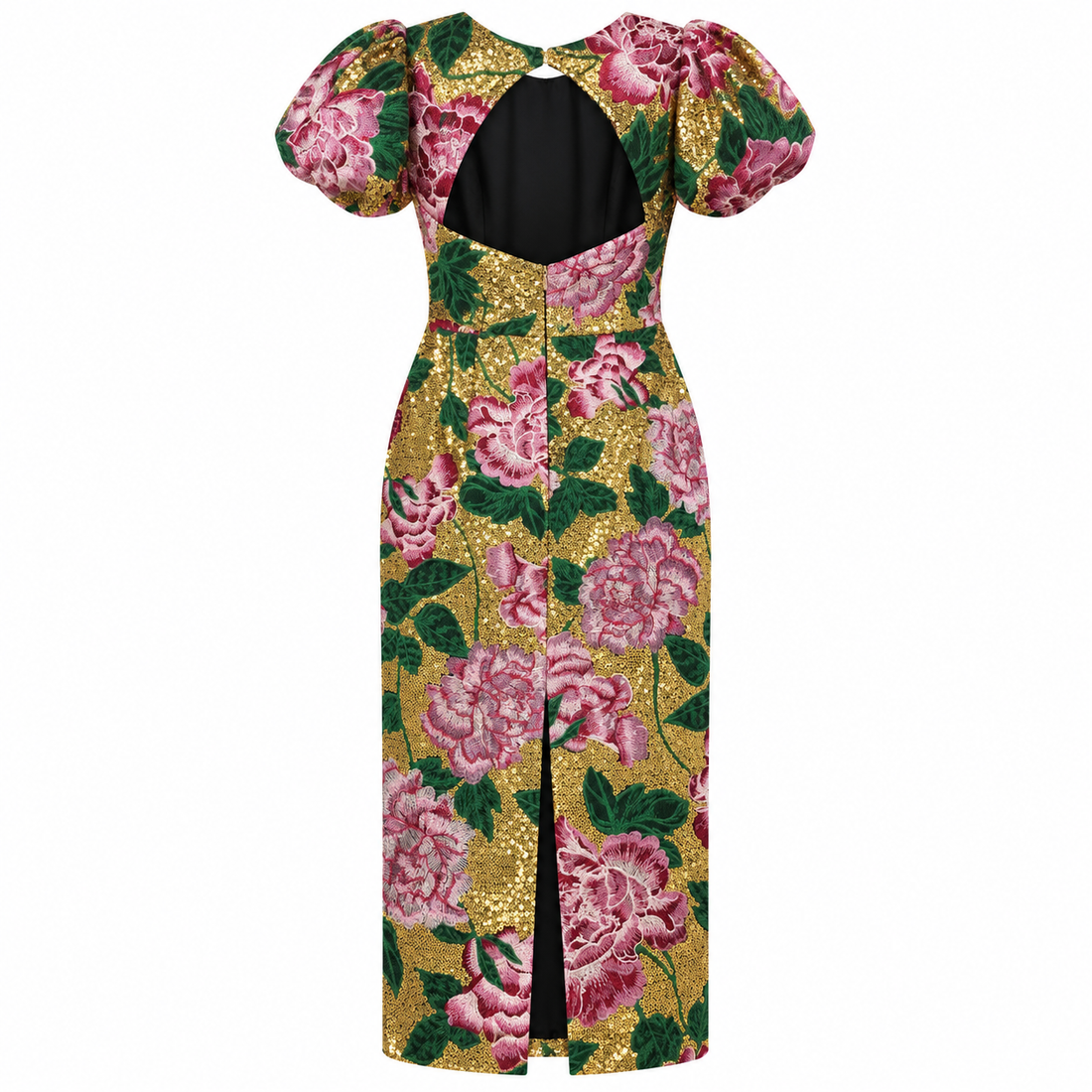 Marchesa Notte Floral Sequin Midi Dress - 2