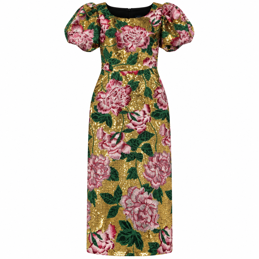 Marchesa Notte Floral Sequin Midi Dress - 2