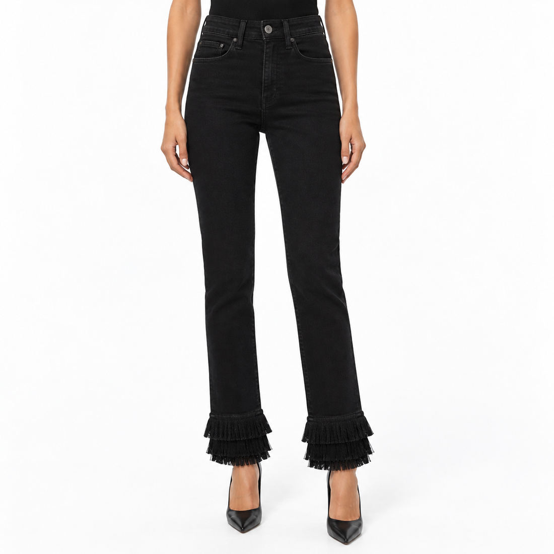 Frame Le High Skinny Fringe Jeans - 26