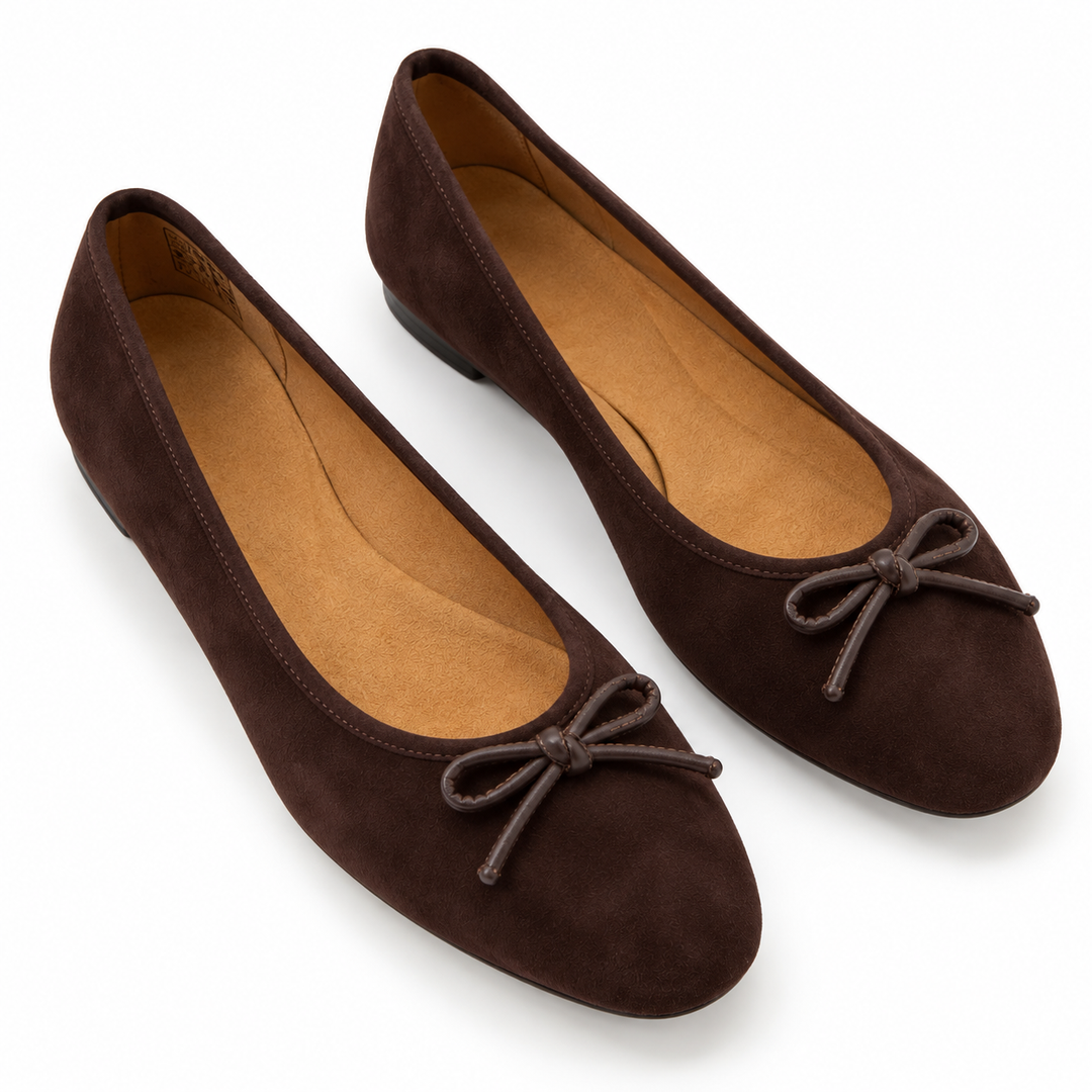 Vionic Larissa Suede Wedge Ballet Flats, Chocolate Ganache - 7