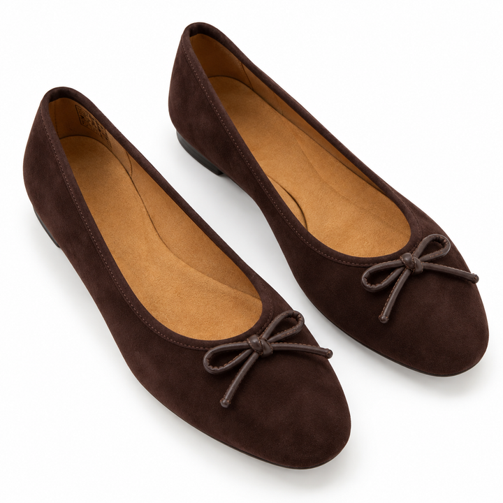 Vionic Larissa Suede Wedge Ballet Flats, Chocolate Ganache - 7