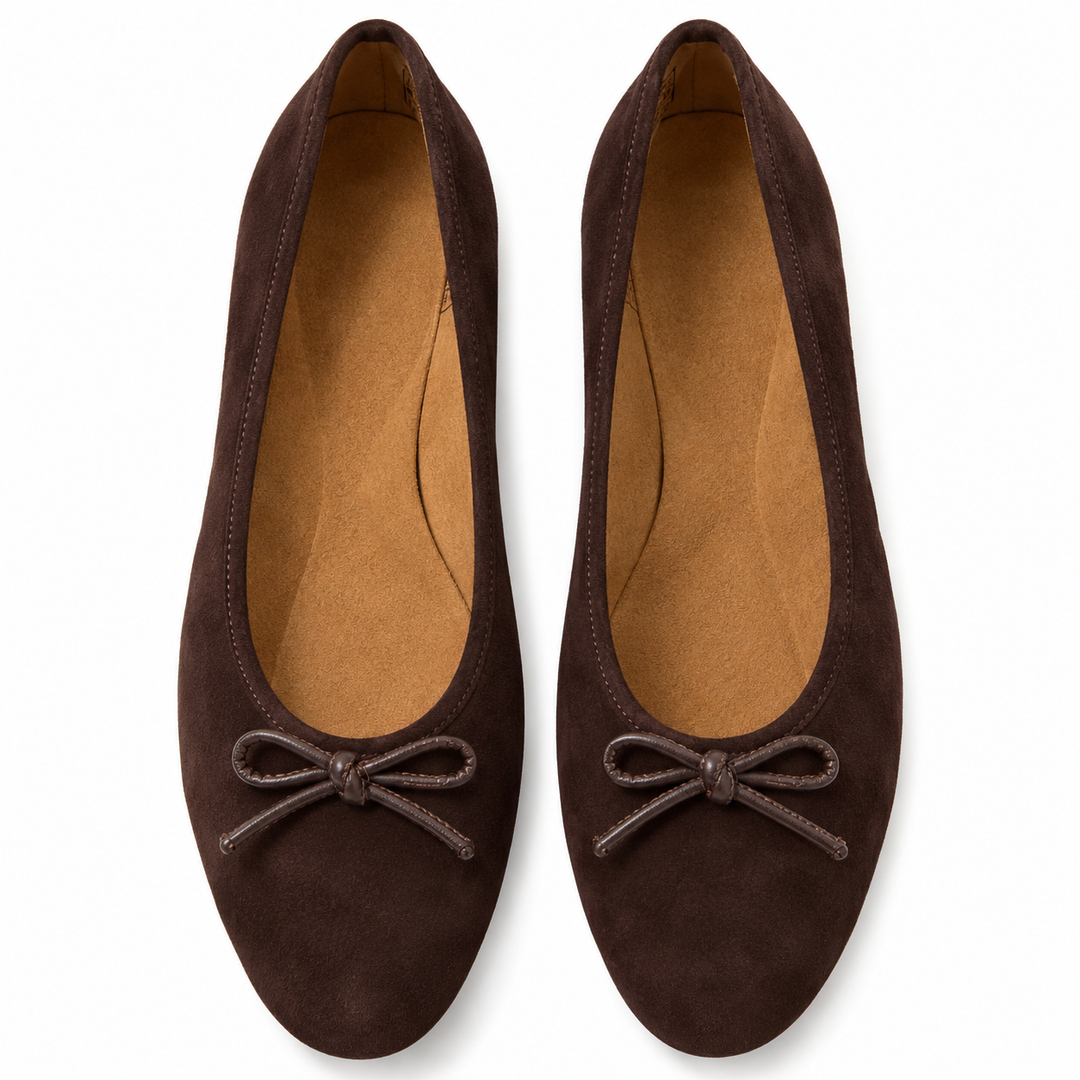 Vionic Larissa Suede Wedge Ballet Flats, Chocolate Ganache - 7