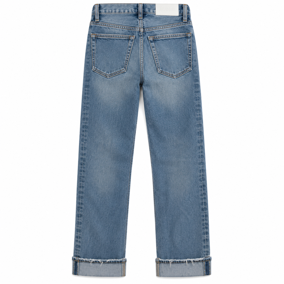 RE/DONE Light-Wash Distressed Straight-Leg Jeans - 24