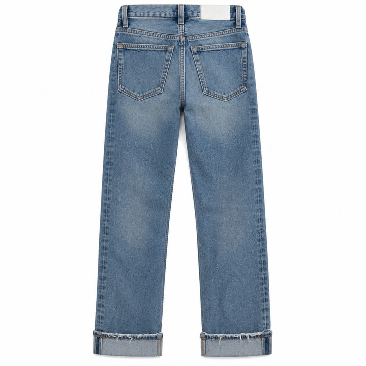 RE/DONE Light-Wash Distressed Straight-Leg Jeans - 24