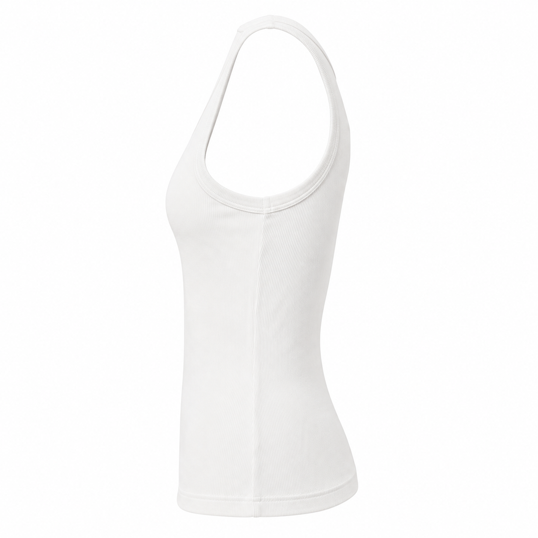 Easygala - White Ribbed Square / Scoop Neck Tank - M