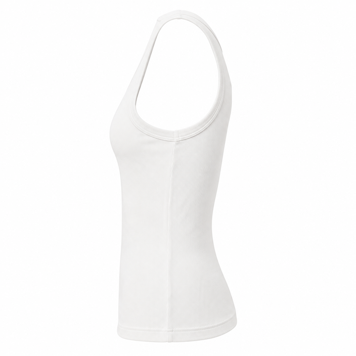 Easygala - White Ribbed Square / Scoop Neck Tank - M