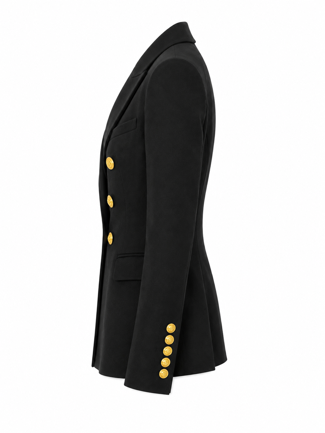 Balmain Black Double Breasted Wool Blazer - 36