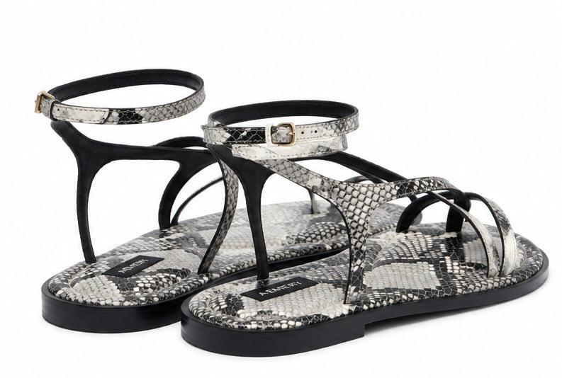 A.Emery Edna Snake-Effect Leather Sandals - 39