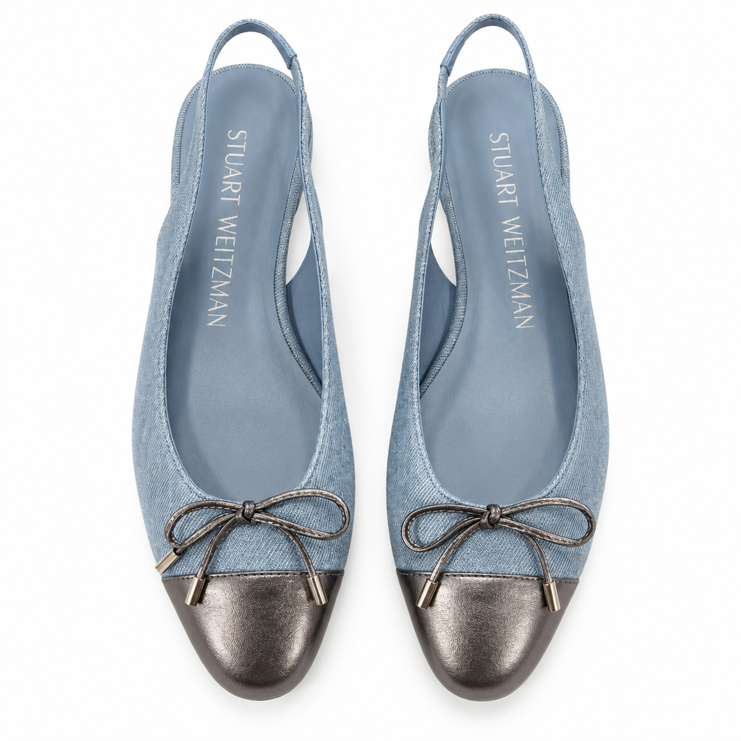 Stuart Weitzman Denim Slingback Ballet Flats - 9