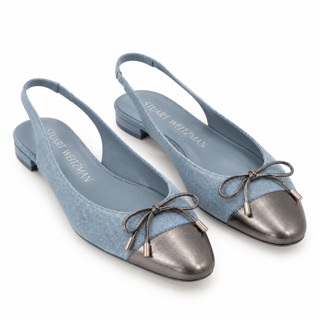 Stuart Weitzman Denim Slingback Ballet Flats - 9