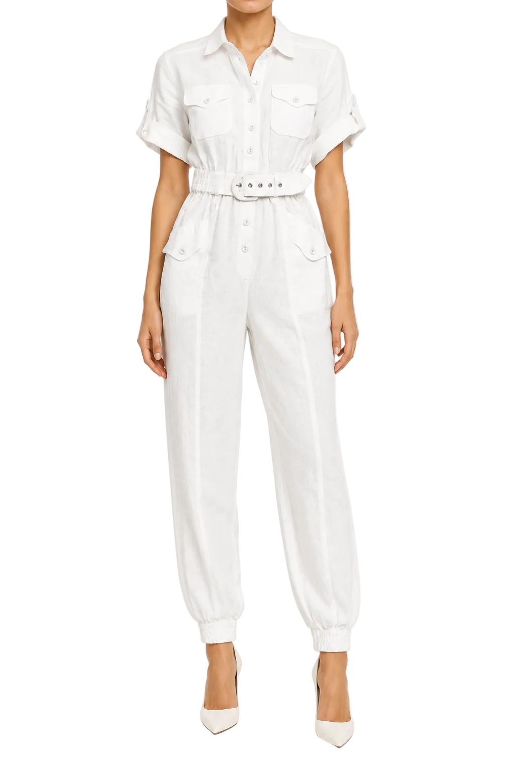 Zimmermann White Linen Utility Jumpsuit - 0
