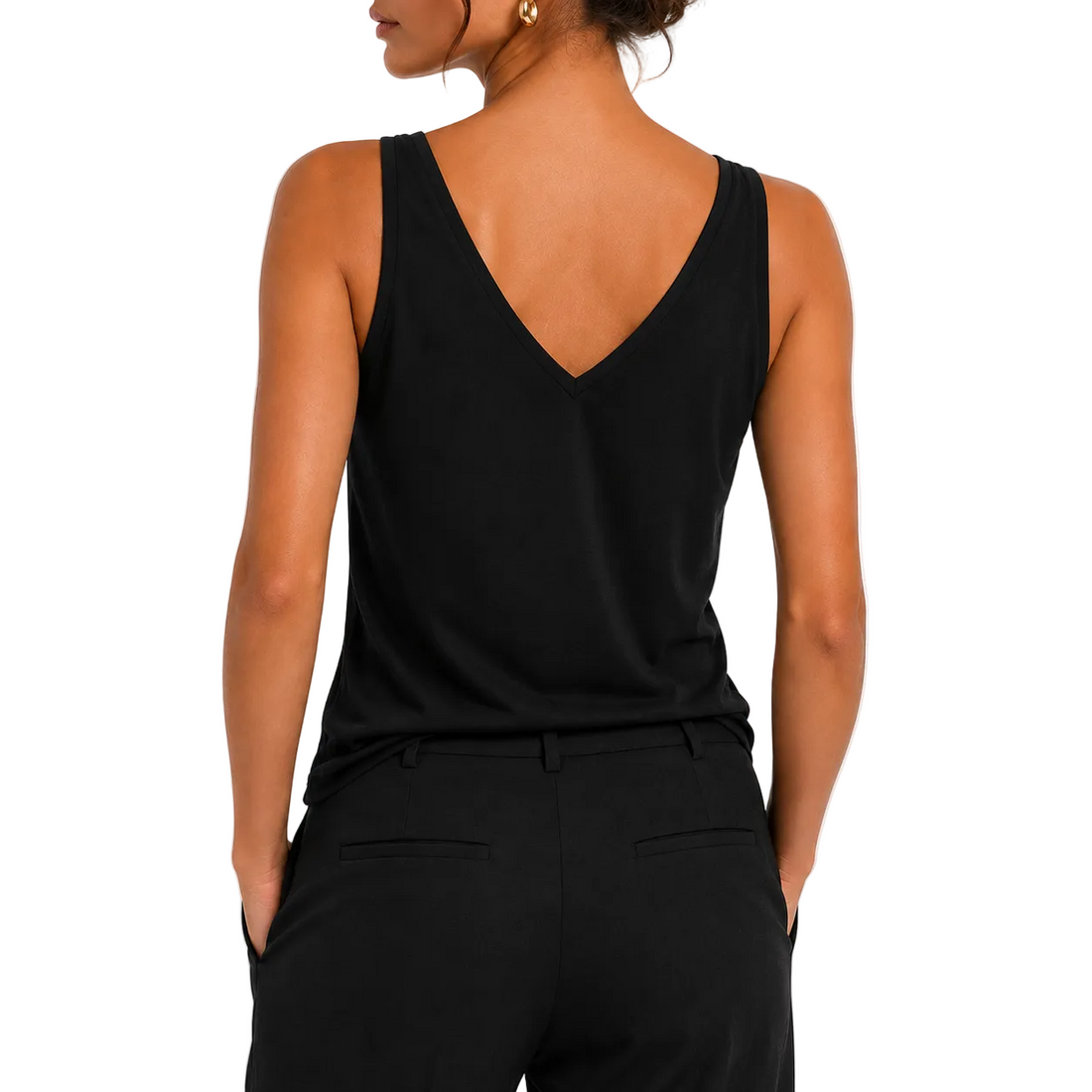 Smoothez Black V-Neck Tank Top - M