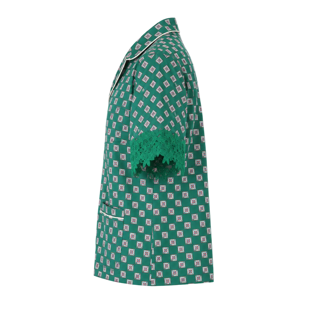 Sandro Printed Pyjama Shirt With Lace Trim