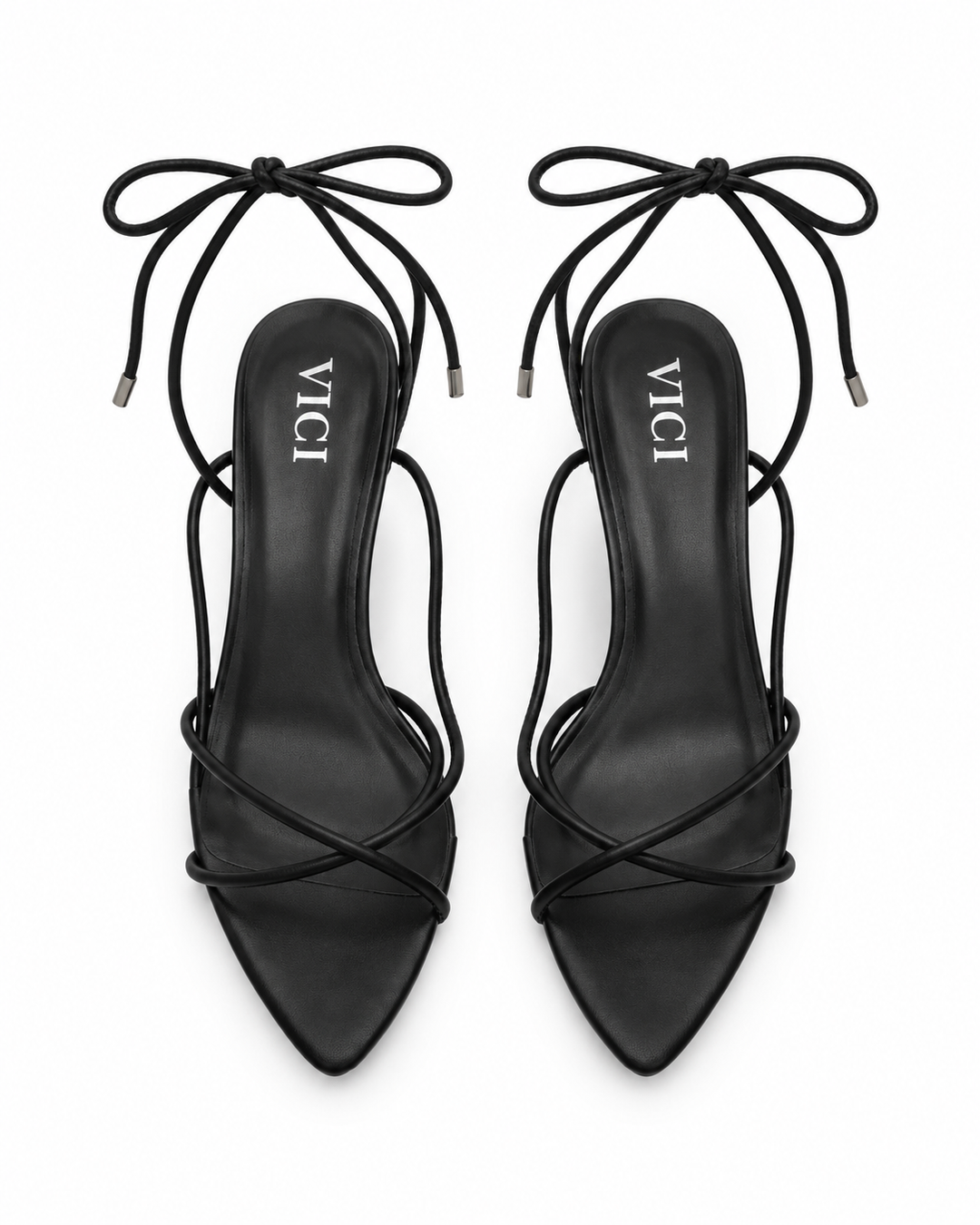 VICI Bella Faux Leather Strappy Kitten Heels, Black - 6